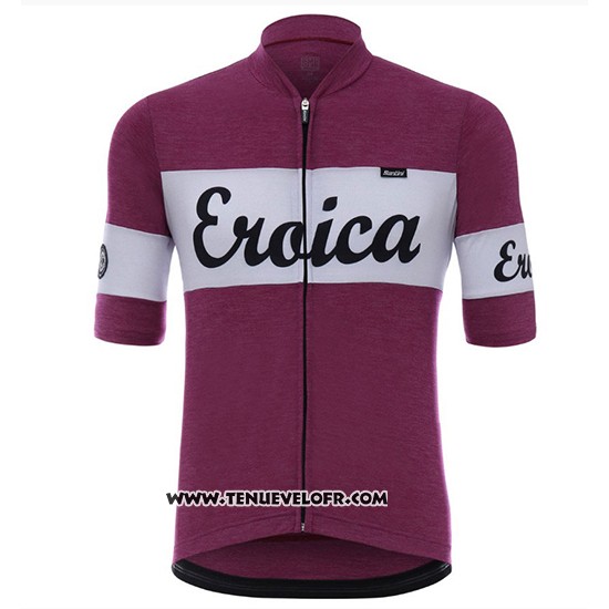 2018 Maillot Ciclismo Eroica Vino Fonce Rouge Manches Courtes et Cuissard